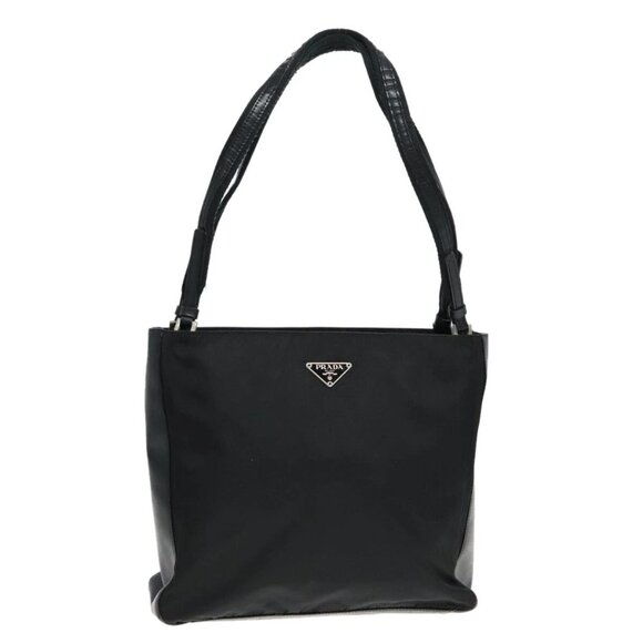 PRADA Tote Bag Nylon Black Silver Auth 94044 - Picture 1 of 16